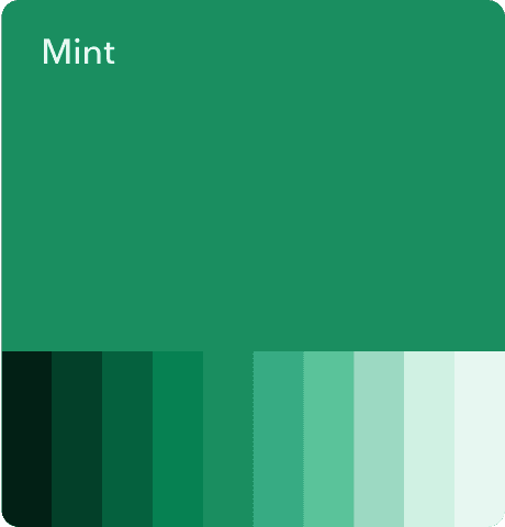 Viser eksempel på nyanser av mint