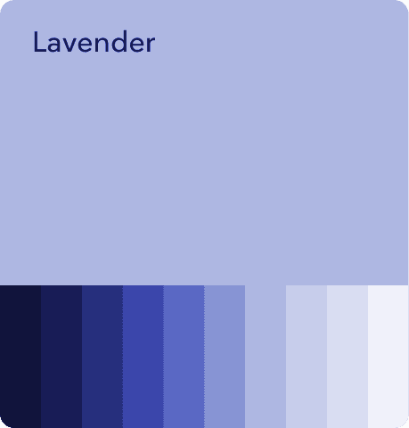 Viser eksempel på nyanser av lavender