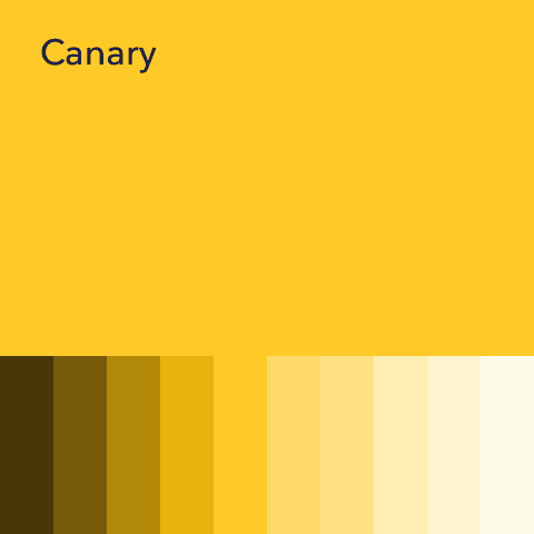 Viser eksempel på nyanser av canary