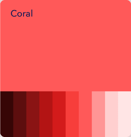 Viser eksempel på nyanser av coral